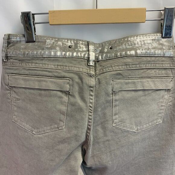 BARBARA Bui NWT Gray Silver Metallic Waist Skinny jeans stretchy slim fit Sz 28 - Picture 6 of 12